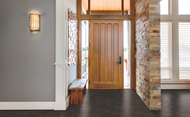 stone look luxury vinyl in entryway